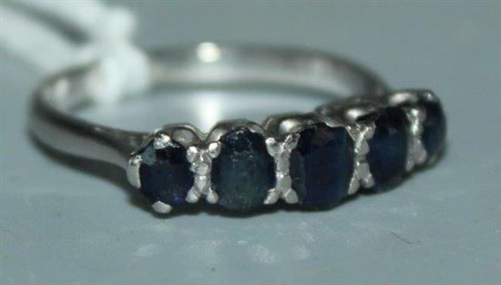 Platinum and sapphire 5 stone ring